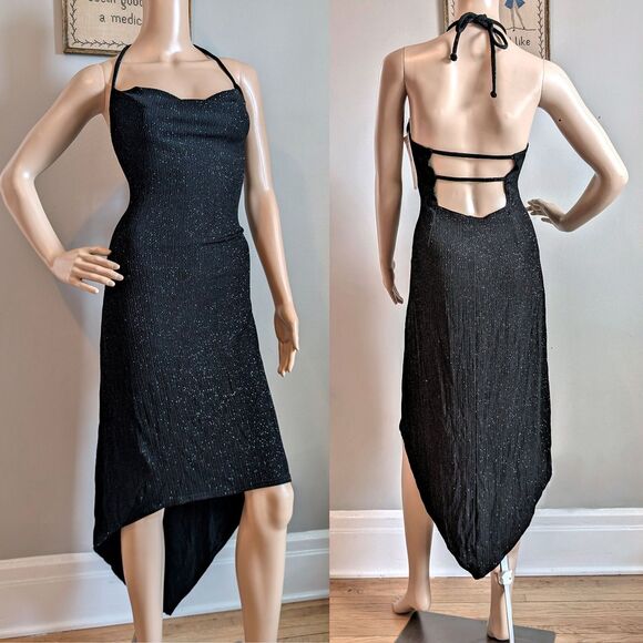 Jump Dresses & Skirts - NWT Vintage y2k Jump Midi Dress Black Fairycore Slinky Glitter Jr Size 13/14